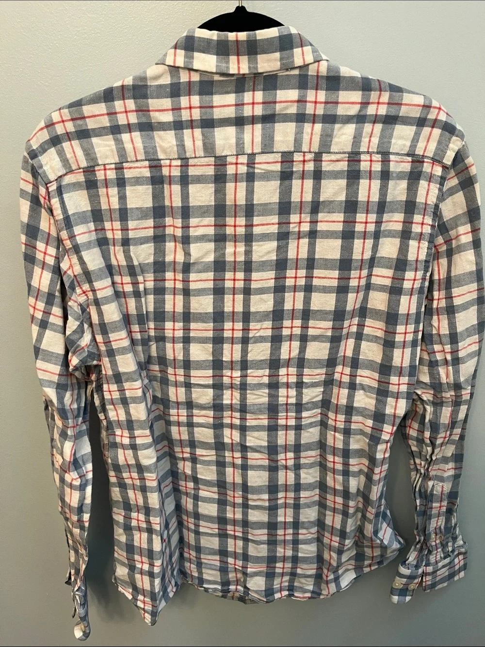 Banana Republic Men’s White, Blue and Red Plaid Button-Down Shirt